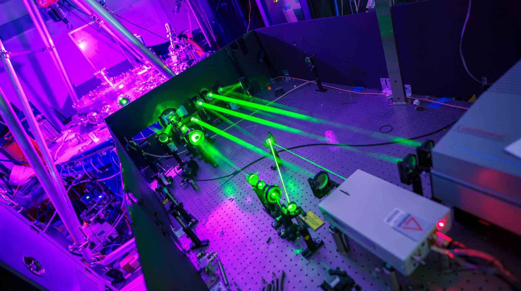 Experiments in the lab of Professor Farhat Beg at UC San Diego. Professor Beg is co-leading one of two teams of UC researchers awarded $4 million grants to accelerate progress toward a future powered by abundant, stable, zero-carbon fusion energy. Credit: David Baillot / UC San Diego Jacobs School of Engineering