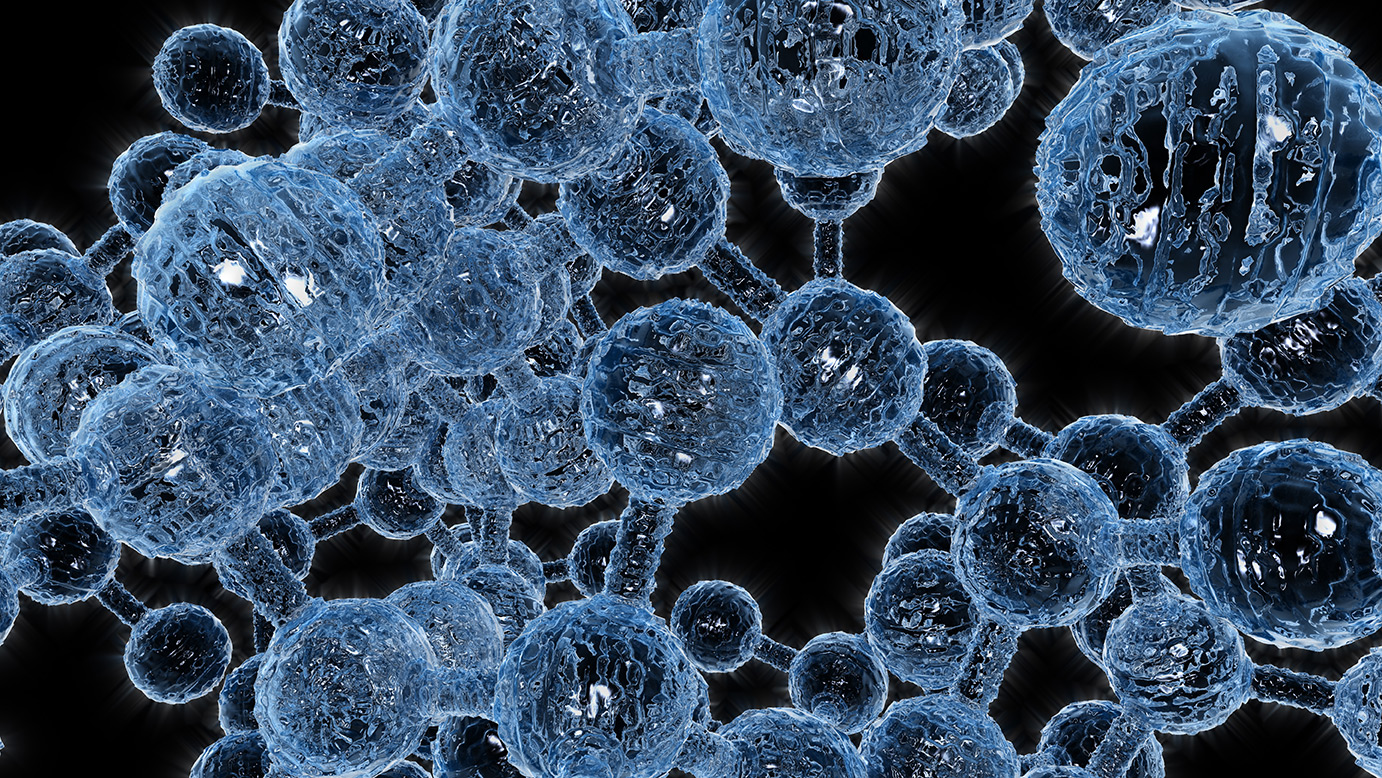 Biophotonics 3D visualization of molecules isolated against a black background