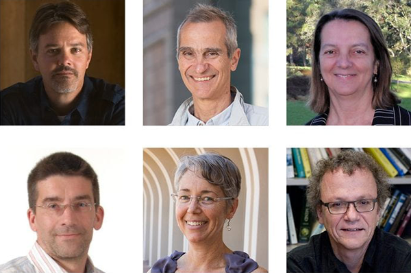 UCI’s newly elected AAAS fellows for 2022 are top, left to right, Gregory Hickok, distinguished professor and chair of language science; Tryphon Georgiou, distinguished professor of mechanical and aerospace engineering; and Julie Schoenung, professor and chair of materials science and engineering; and, bottom, left to right, Alexander Chernyshev, professor of physics & astronomy; Aimee Edinger, professor and Chancellor’s Fellow of developmental & cell biology; and Georg Striedter, professor of neurobiology & behavior. UCI