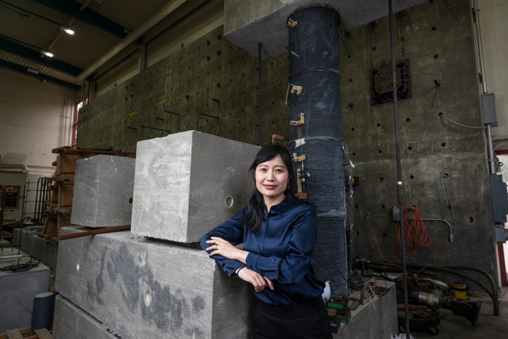 “Our goal is to provide the building blocks – literally – for an efficient and sustainable energy transition,” says Mo Li, UC Irvine professor of civil and environmental engineering as well as materials science and engineering. Steve Zylius / UC Irvine “Our goal is to provide the building blocks – literally – for an efficient and sustainable energy transition,” says Mo Li, UC Irvine professor of civil and environmental engineering as well as materials science and engineering. Steve Zylius / UC Irvine