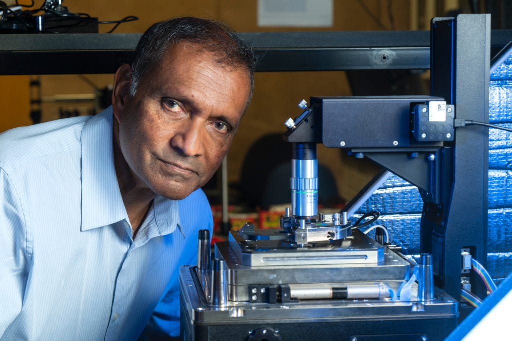 “This is the story of a technology that was inspired by work at IBM, was invented and developed at UC Irvine, then got spun off, and now we have instruments on all continents across the world except for Antarctica,” says Kumar Wickramasinghe. Steve Zylius / UC Irvine “This is the story of a technology that was inspired by work at IBM, was invented and developed at UC Irvine, then got spun off, and now we have instruments on all continents across the world except for Antarctica,” says Kumar Wickramasinghe. Steve Zylius / UC Irvine