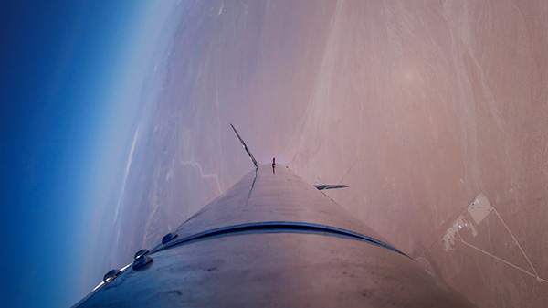 The UCI Rocket Project Liquids Team’s methalox rocket in flight (Photo: Kyle Deck)