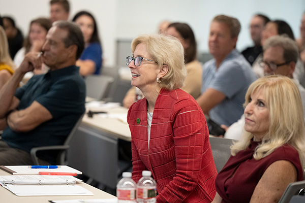 Assemblywomen Diane Dixon (center) and Laurie Davies (right) at the forum (Photo: Steve Zylius/UCI)