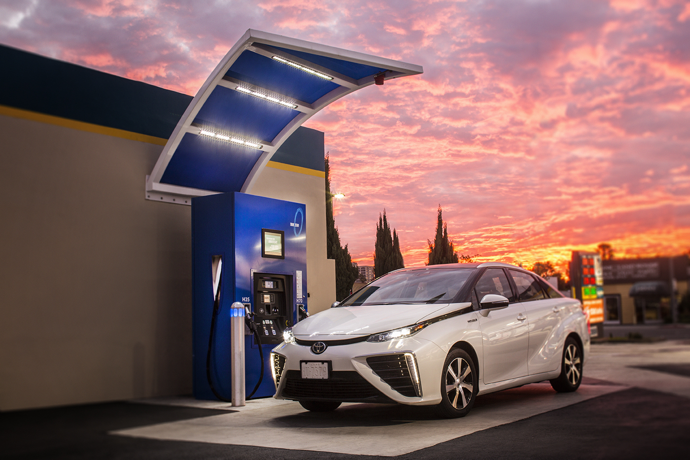 A Toyota refuels at a True Zero network station. A Toyota refuels at a True Zero network station.
