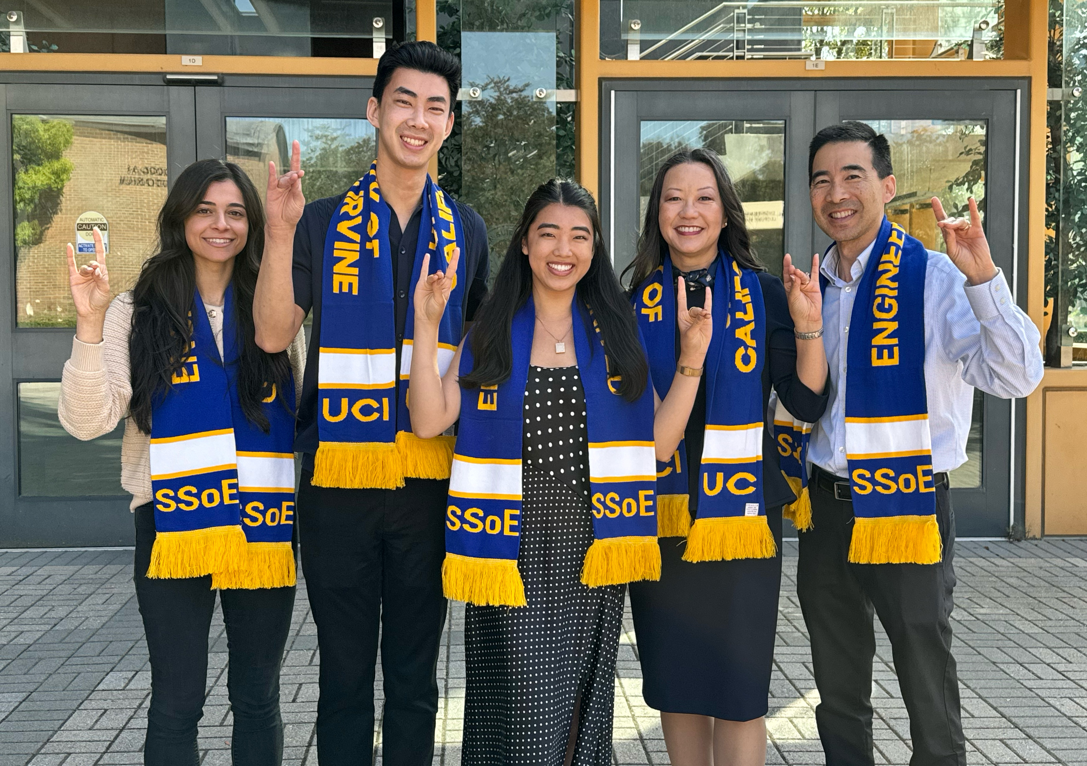 The Chen family zots in front of Engineering Hall (from left): Lisa, Joseph, Joyce, Diane and Harvey (Photo: Natalie Tso)