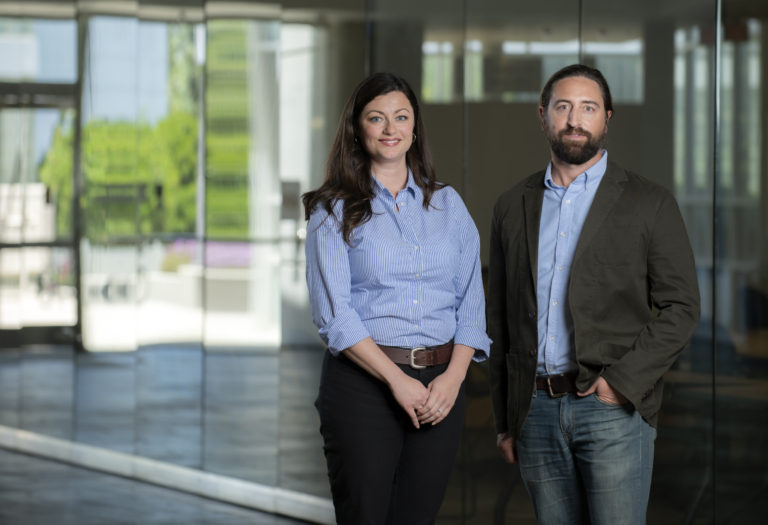 Devon Lawson, an assistant professor of physiology & biophysics (left), and Kai Kessenbrock, an assistant professor of biological chemistry, will head the UCI team that’s part of the interdisciplinary Human Breast Cell Atlas Seed Network. Steve Zylius / UCI