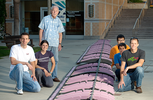 Robert Liebeck with UCI’s human-powered airplane team in 2014.