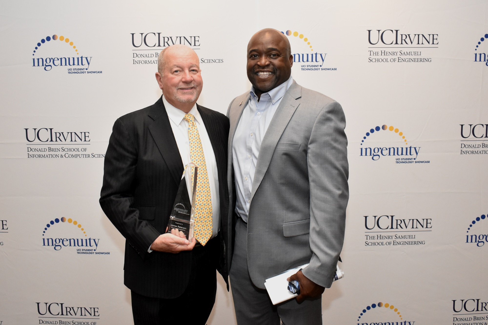 Dean Gregory Washington and Engineering Ingenuity Award winner James Peterson.