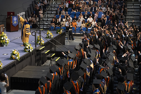 Samueli School Dean Magnus Egerstedt captures an epic selfie at the 2024 commencement ceremony June 16. Steve Zylius