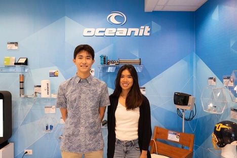 Ian Kuo (left) and Jasmine Chang (right) at the Oceanit office in Honolulu, Hawaii