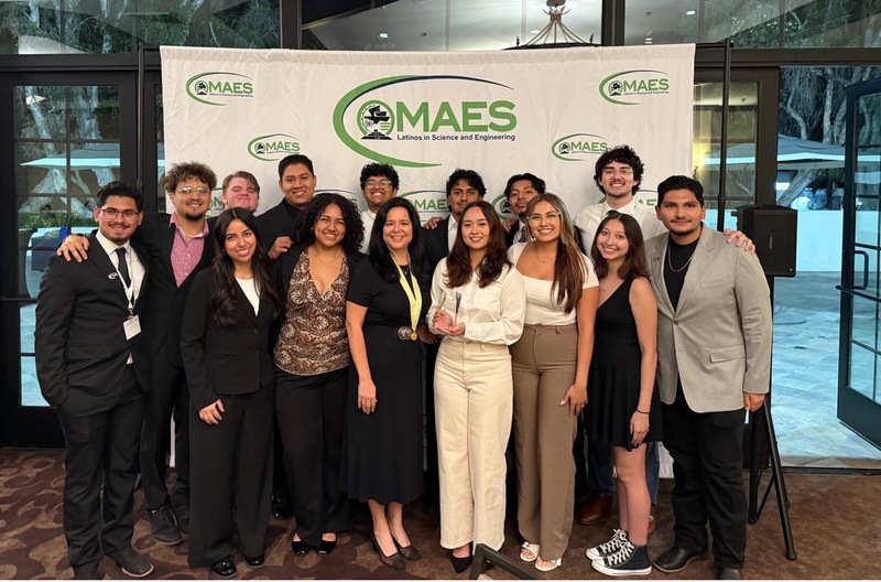 UCI MAES Chapter members with MAES National President Esther Gonzales, celebrating their Chapter Award for excellence in leadership and community impact.  UCI MAES Chapter members with MAES National President Esther Gonzales, celebrating their Chapter Award for excellence in leadership and community impact.