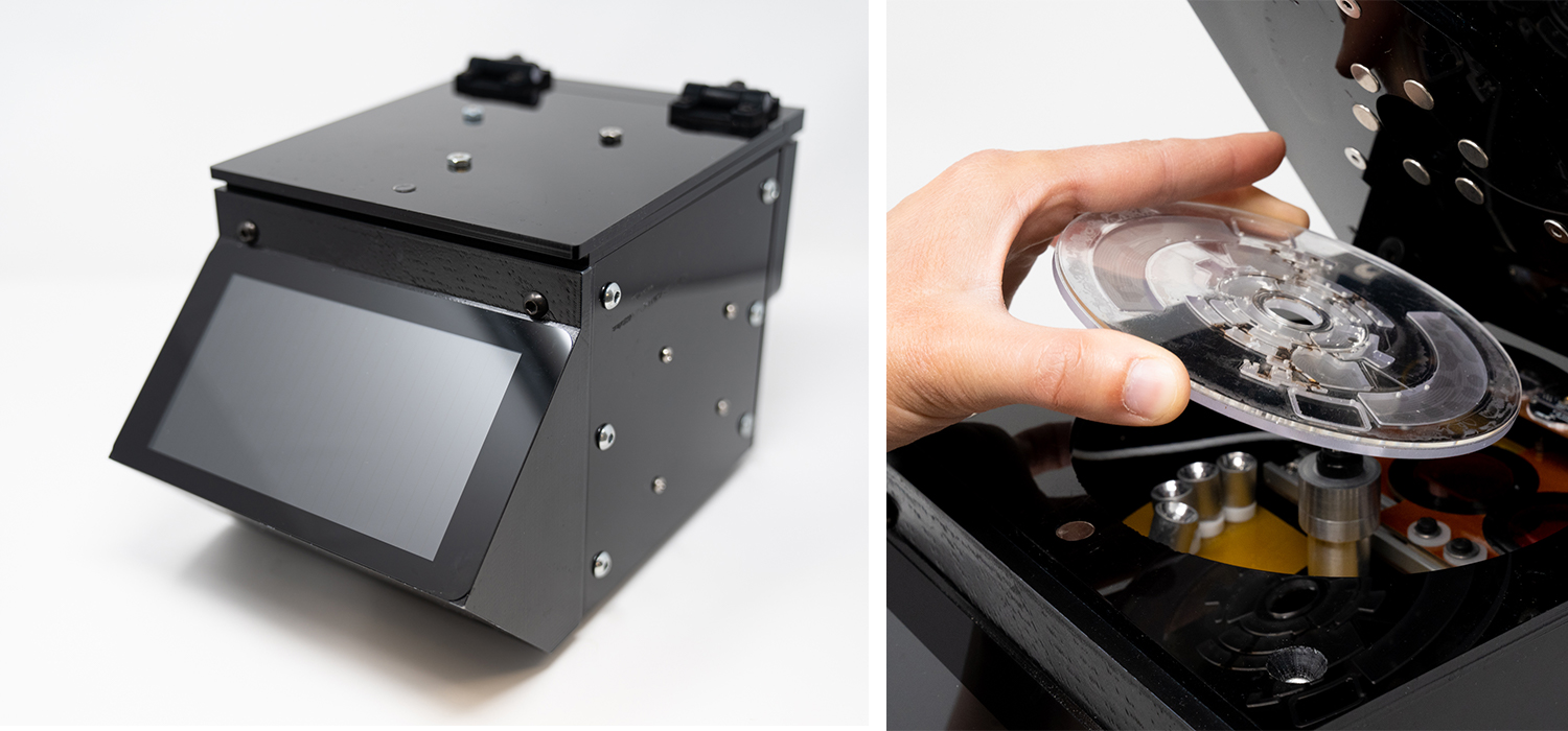 A prototype of Sunny Jiang's portable pathogen analysis system--a system that is meant for anyone anywhere in the world to use.