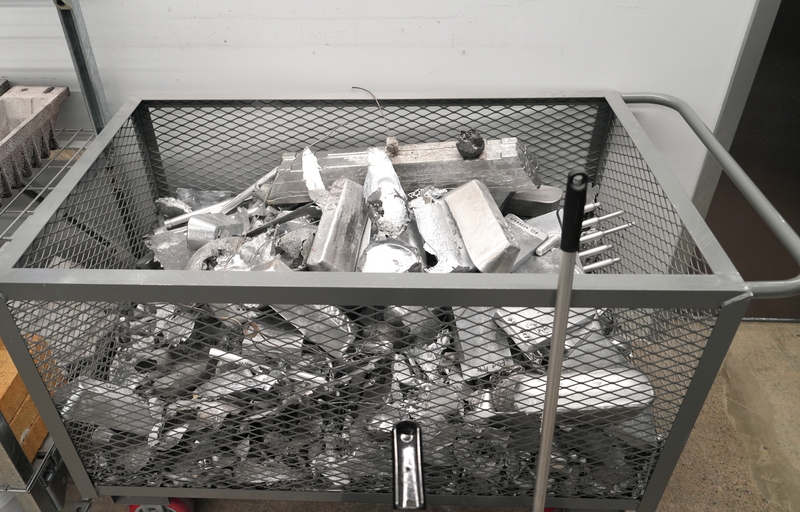 Apelian’s lab uses scrap aluminum to develop better metal alloys (Photo: Caroline Lu/UCI) Apelian’s lab uses scrap aluminum to develop better metal alloys (Photo: Caroline Lu/UCI)