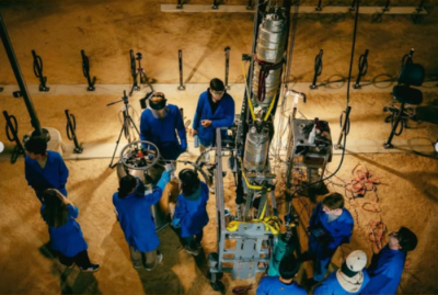 The UCI Rocket Project team preparing for a cold flow for Moch4 on the “café” at UCI